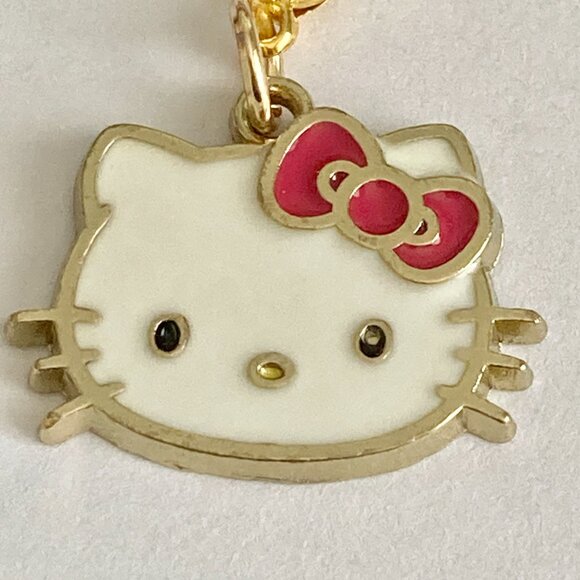 Hello Kitty Clip On Charm Sanrio Gold Tone Enamel Zipper Pull Purse Bag - Picture 4 of 10